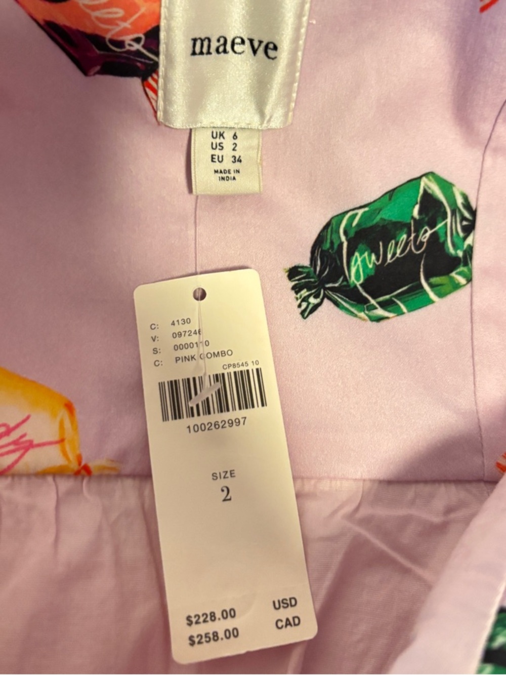 Maeve Anthropologie Printed Buttondown Mini Dress NWT Size 2 Pink “3D Candy” - Picture 7 of 15